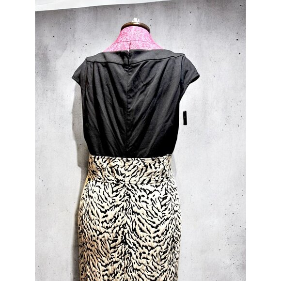 Calvin Klein Zebra Print Dress With Cap Sleeves & High Waist Design - Picture 10 of 13